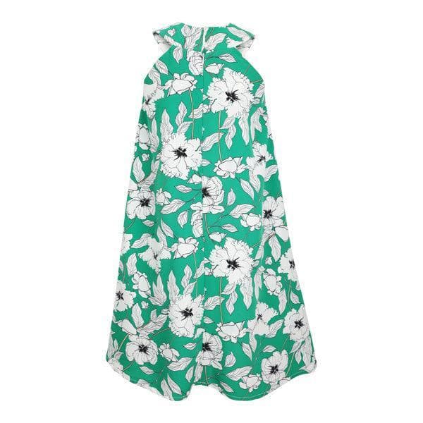 GREEN/WHITE FLORAL CHIFFON DRESS WITH HAIR BAND
