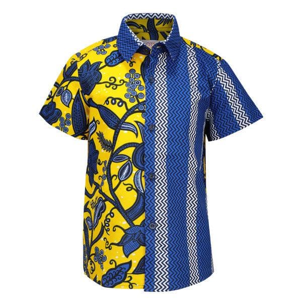 BLUE YELLOW ANKARA SHIRT