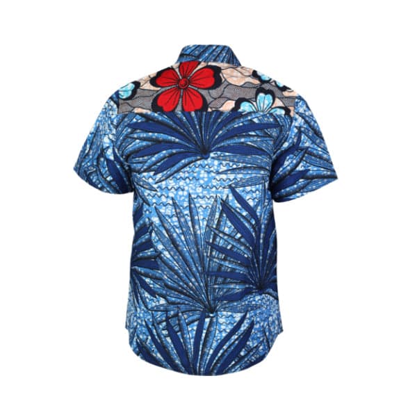BLUE CLASSIC COLLAR ANKARA S/S SHIRT