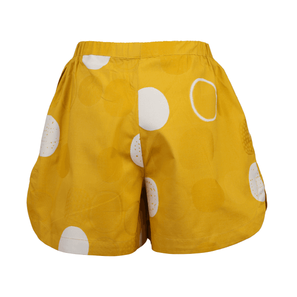BLUE & CUSTARD YELLOW STRIPE POKER S/S BLOUSE & SHORT SET