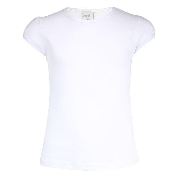 WHITE TSHIRT WITH PLEAT SHOULDER