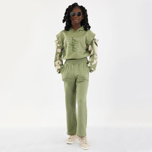 ARMY GREEN HOODIE WITH DETACHABLE SLEEVES