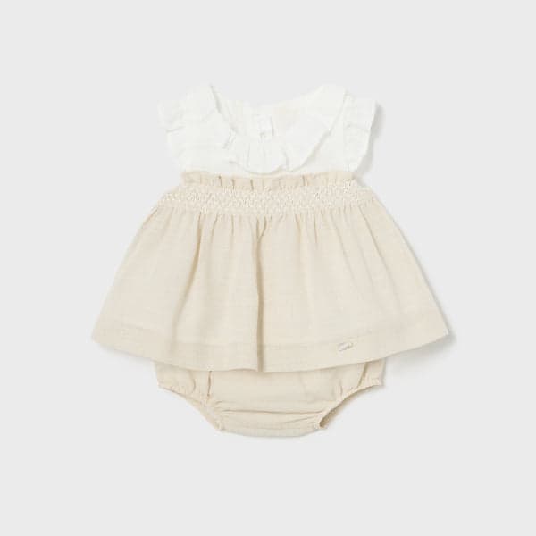 WHITE & BEIGE BABY BLOUSE SET