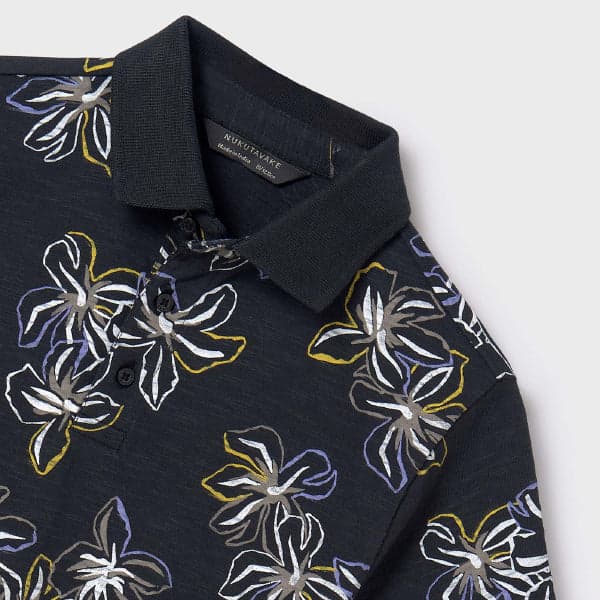 BLACK PRINT S/S POLO SHIRT