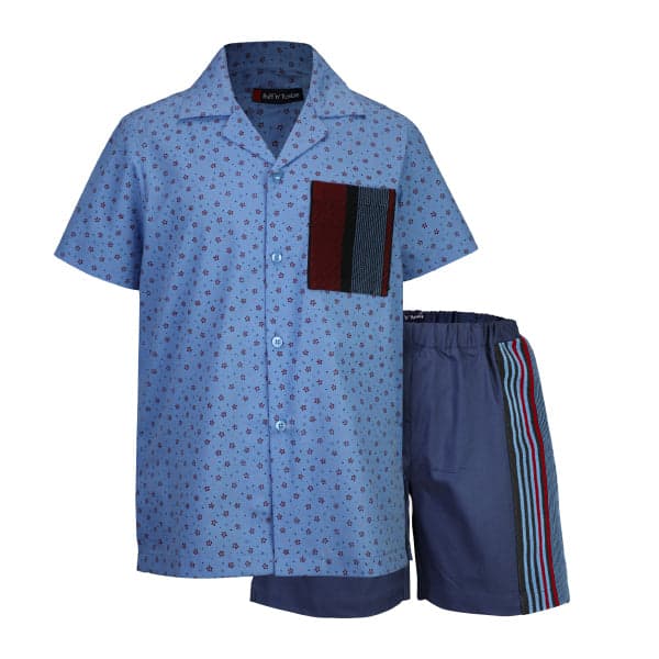 BLUE & WINE ASO OKE S/S SHIRT & SHORT SET