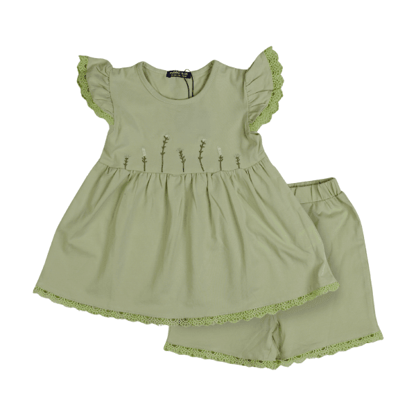 GREEN FLARED BLOUSE SET