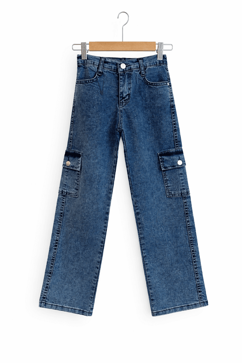 BLUE GIRLS CARGO DENIM TROUSER