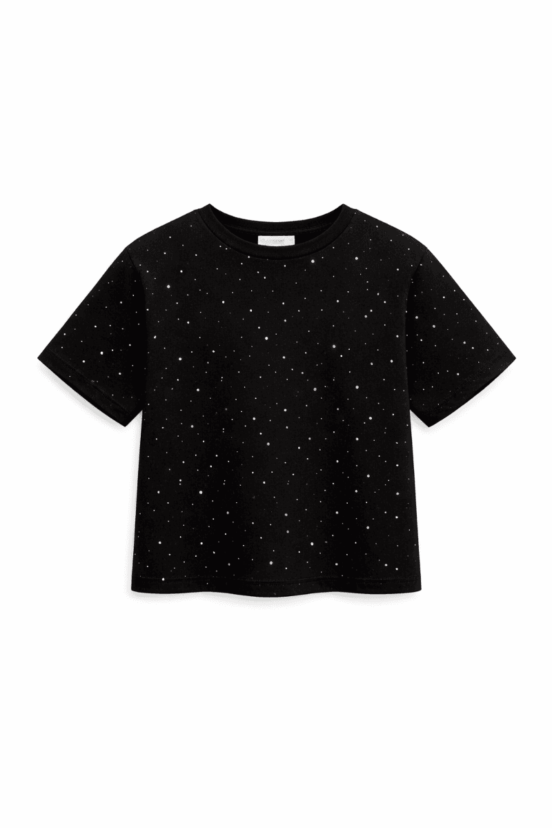 DOTTED BLACK S/S BLOUSE
