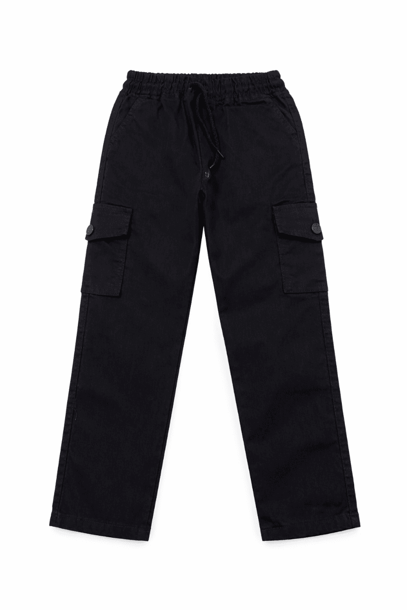 BLACK UNISEX CARGO DENIM TROUSER
