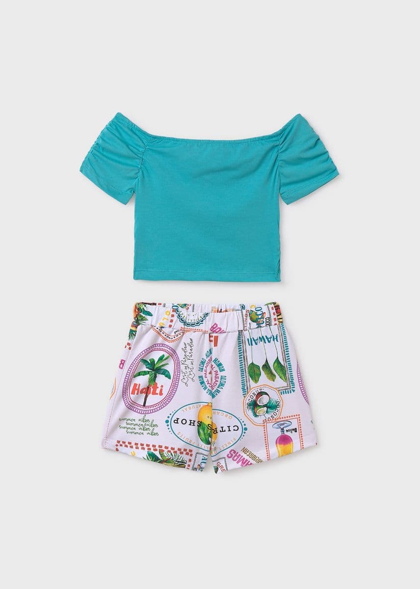 MULTICOLOUR PRINTED SHORTS SET