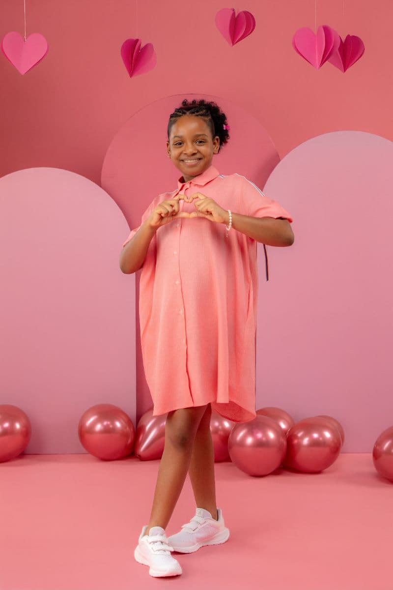 PEACH LINEN SHIRT DRESS