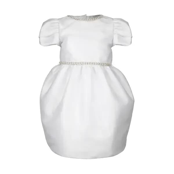 WHITE SATIN SHINY TULLE BALL DRESS WITH BELT