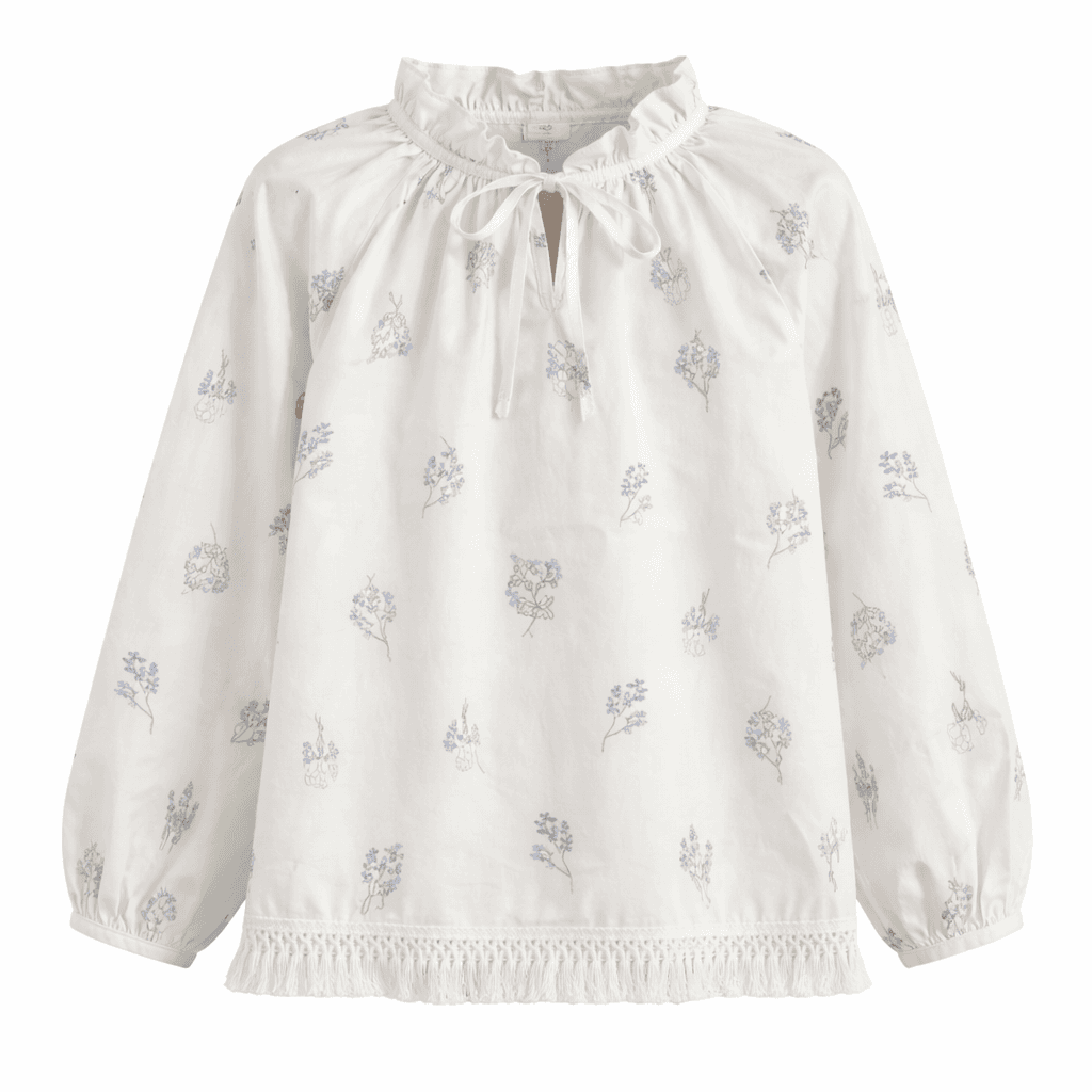 WHITE FLORAL L/S BLOUSE Image