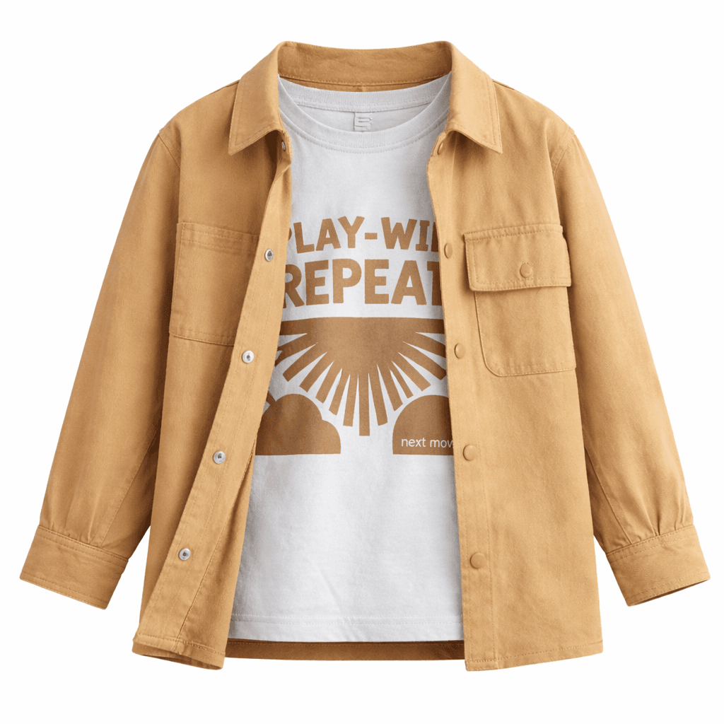 WHITE AND BROWN JACKET SET