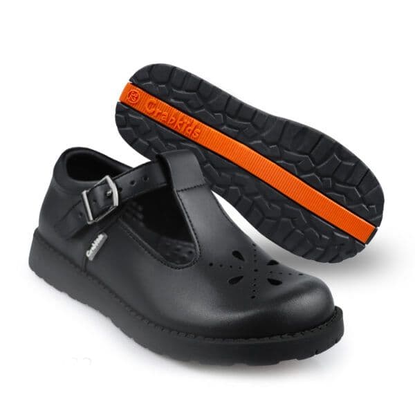 BLACK GIRLS BUCKLE SCHOOL SHOE
