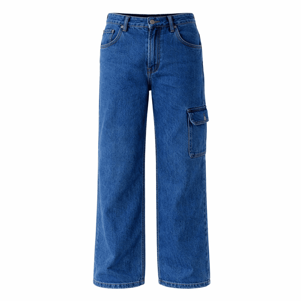 BLUE UNISEX CARGO DENIM TROUSER