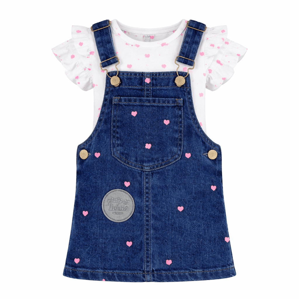 PINK AND WHITE DENIM DUNGAREE SET