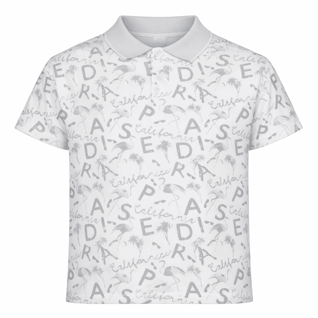 WHITE AND GREY S/S POLO TSHIRT
