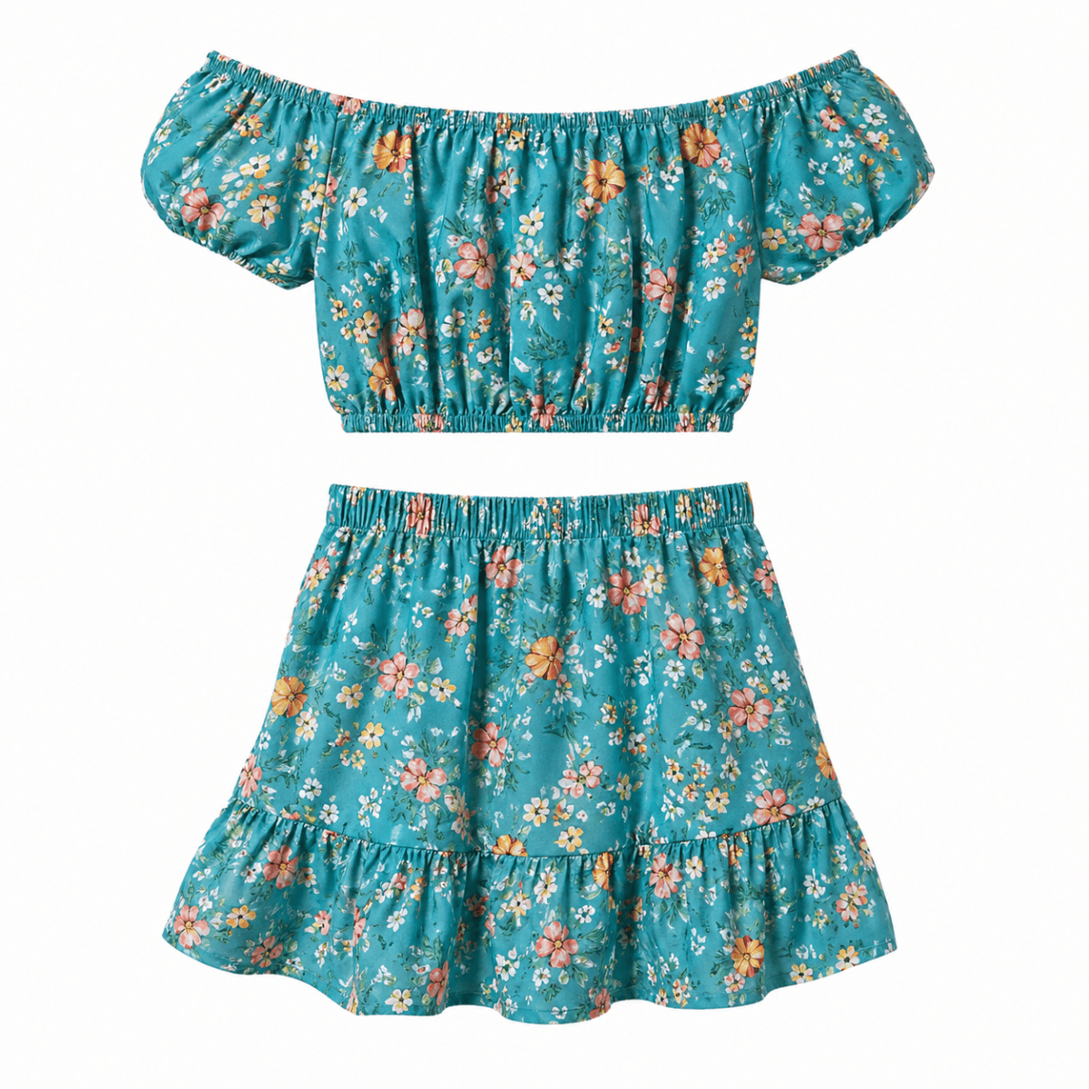 MULTICOLOUR PRINTED SKIRT SET