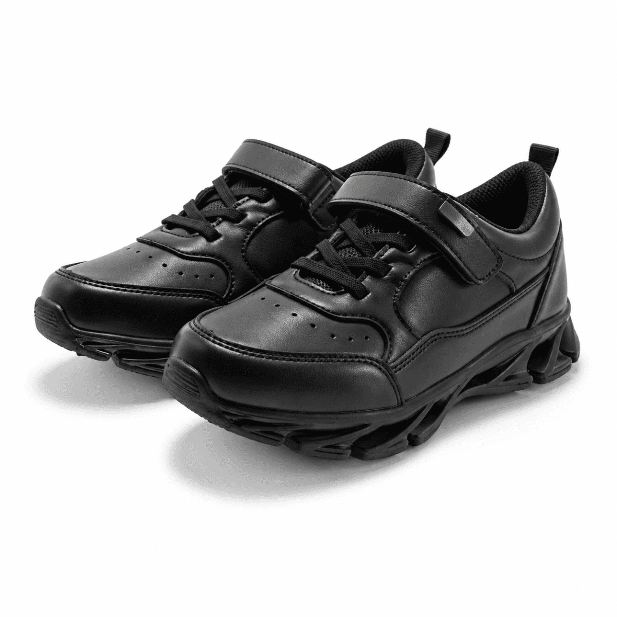 LACE UP/VELCRO BLACK BOYS SCHOOL SHOES Image