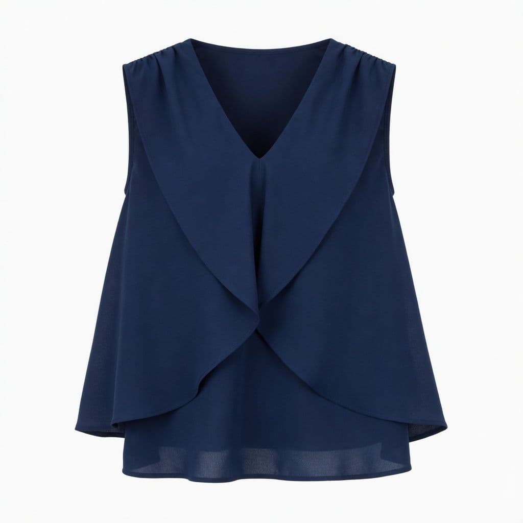 NAVY BLUE PLAIN CHIFFON BLOUSE