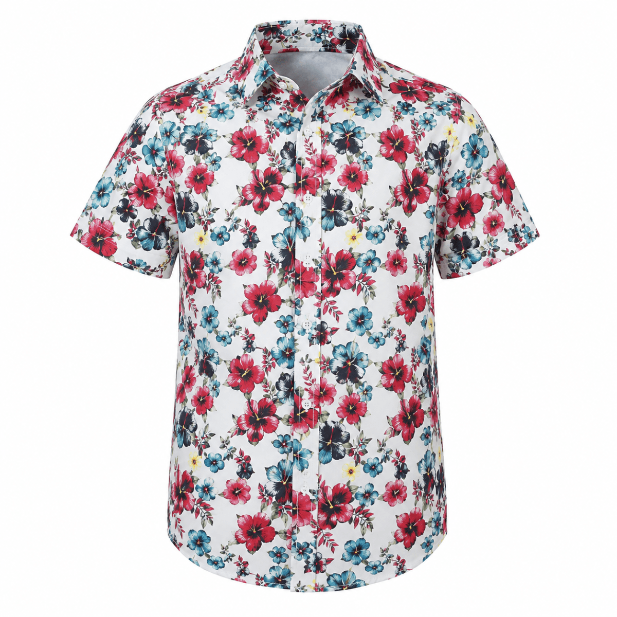 RED & BLUE FLORAL S/S SHIRT