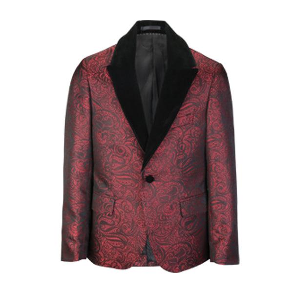 RED DAMASK 3 PIECE SUIT WITH BOW-TIE - ruffntumblekids