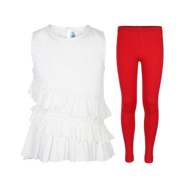 GIRLS WHITE AND RED TOP/LEGGINGS BUNDLE - ruffntumblekids