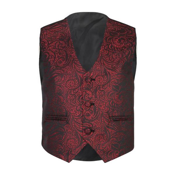RED DAMASK 3 PIECE SUIT WITH BOW-TIE - ruffntumblekids