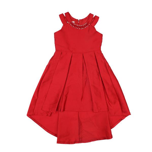 RED MIKADO WAISTLINE DRESS FOR GIRLS - ruffntumblekids