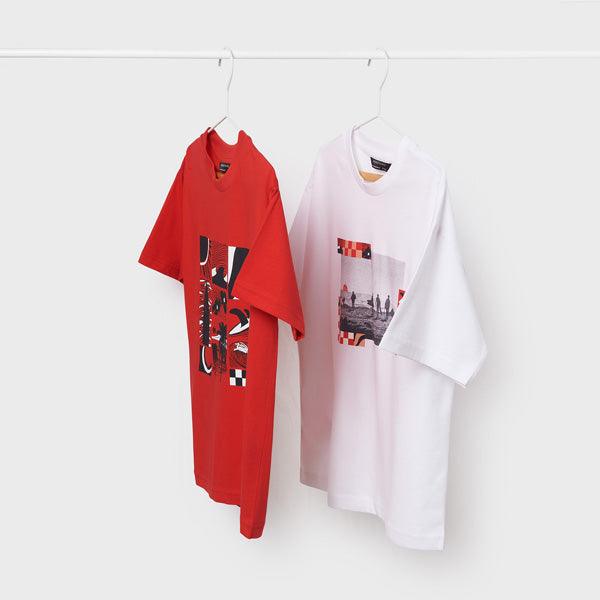 2 PIECES RED AND WHITE SHORT SLEEVE T-SHIRT SET FOR BOYS - ruffntumblekids