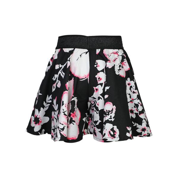 GIRLS BLACK SHORTS WITH FLORAL PRINT