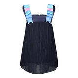 GIRLS STRAP ACCORDION DRESS - NAVY BLUE - ruffntumblekids