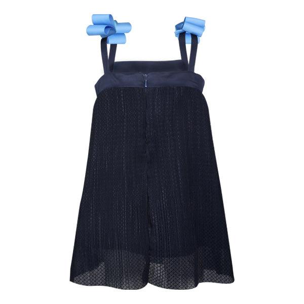 GIRLS STRAP ACCORDION DRESS - NAVY BLUE - ruffntumblekids