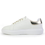 GIRLS LACE-UP SNEAKERS WITH GOLD HEEL - OFF WHITE - ruffntumblekids