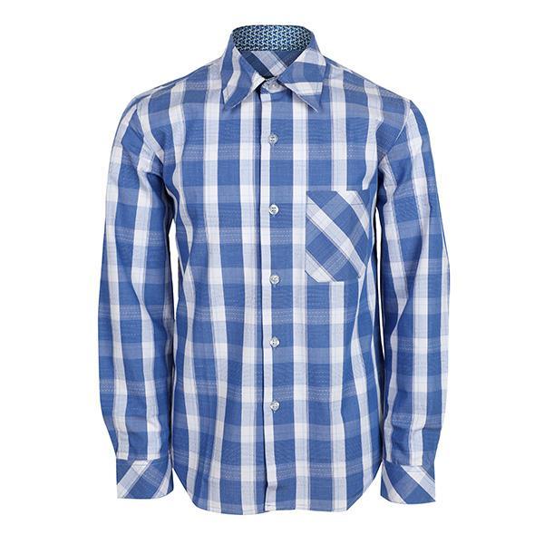 blue plaid long sleeve shirt-ruffntumble