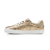 GIRLS SPARKLY LACE-UP SNEAKERS - GOLD - ruffntumblekids