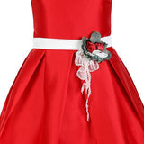 GIRLS RED FLOWER APPLIQUE DRESS - ruffntumblekids